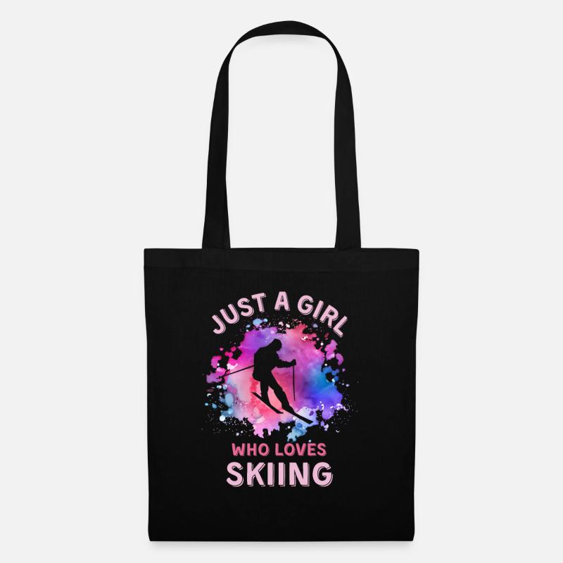 Frauen Ski Mädchen - Stoffbeutel - Schwarz