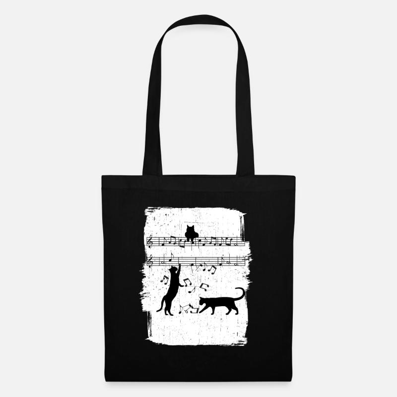 Cat Music Notes - Tote Bag - black