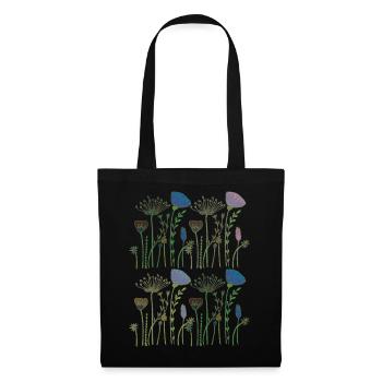 Fleurs séchées prairie fleurie - Sac en tissu - noir - Devant