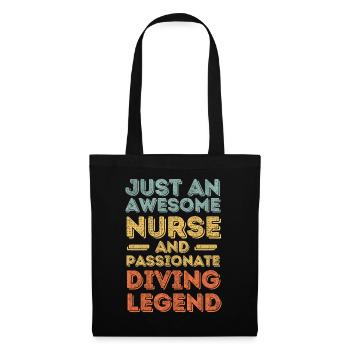 Infirmière Légende de plongée rétro - Sac en tissu - noir - Devant
