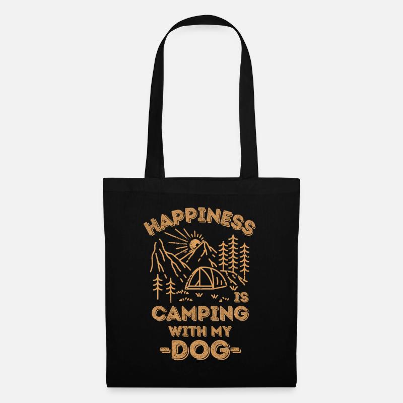Camping mit Hund - Stoffbeutel - Schwarz