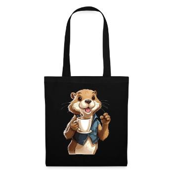 Coffee Addicted Otter Coffee Lover Animal Funny - Sac en tissu - noir - Devant