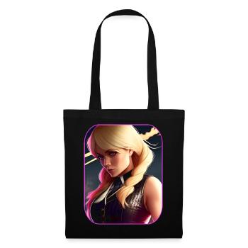 Fille blonde en steampunk cool avec du rose - Sac en tissu - noir - Devant