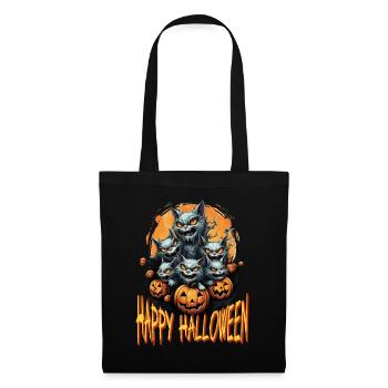 Joyeux Halloween Cats Costume de citrouille effrayant - Sac en tissu - noir - Devant