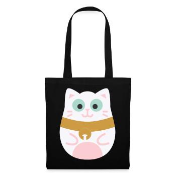 Maneki Neko L Chat porte-bonheur japonais - Sac en tissu - noir - Devant