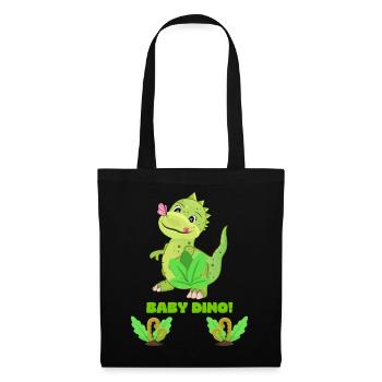 Cute Baby Dinosaur Fantasy Illustration - Tote Bag - black - Front