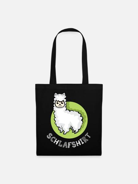 Schlafshirt Alpaka süß schlafen Nacht Tiere icon - Stoffbeutel - Schwarz