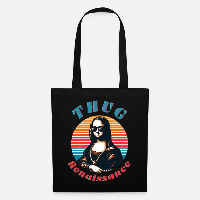Hipster Mona mit Retro-Vibe - Stoffbeutel - Schwarz