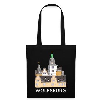 Wolfsburg, Schloss, Deutschland, Handzeichnung - Stoffbeutel - Schwarz - Vorne