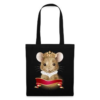 cute mouse with royal crown and ermine collar - Tote Bag - black - Front