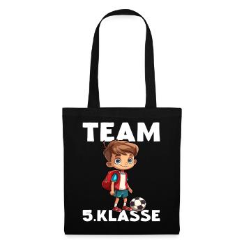 Team 5 Klasse Fußballer Fünftklässler Fußball - Stoffbeutel - Schwarz - Vorne