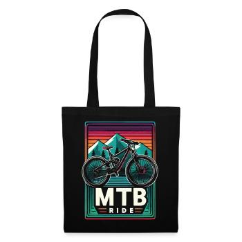 Mountainbike MTB Fahrt im Vintage-Stil - Stoffbeutel - Schwarz - Vorne