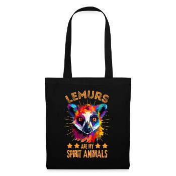 Bunter Lemur Farbkleckse Farbspritzer - Stoffbeutel - Schwarz - Vorne