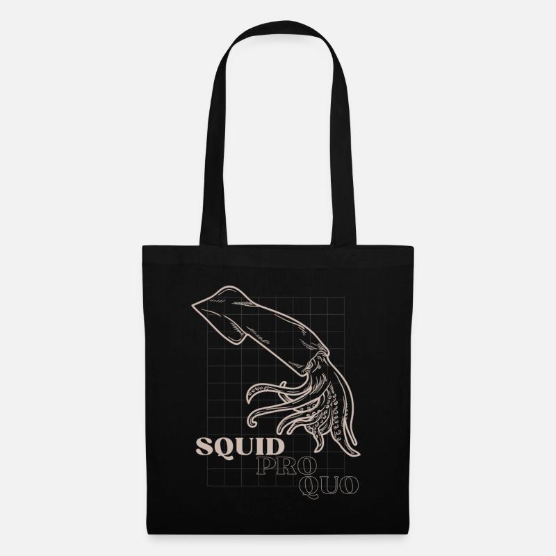 Squid Pro Quo Line Art Grid - Tote Bag - black