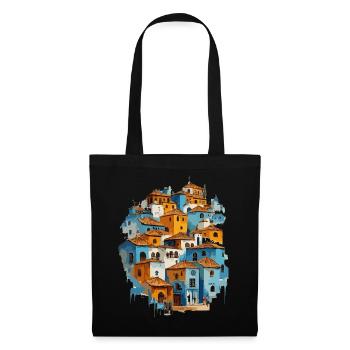 Blue Village with Orange Roof Tiles - Tote Bag - black - Front