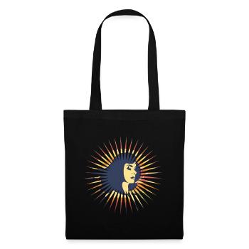 T-Shirt mit Regenbogen Retro,Frau in Sonne - Stoffbeutel - Schwarz - Vorne