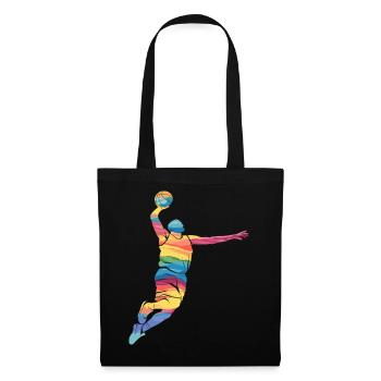 Abstrakte Basketball-Dunk-Kunst in leuchtenden Farben - Stoffbeutel - Schwarz - Vorne