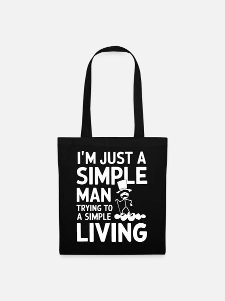 Simple Man Illustration Quote T-Shirt - Tote Bag - black