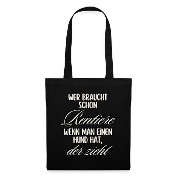 Hund zieht Rentiere Textdesign - Stoffbeutel - Schwarz - Vorne