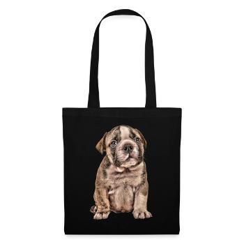 Look chiot câlin - portrait de chien - Sac en tissu - noir - Devant