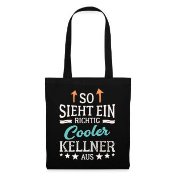 So sieht ein richtig cooler Kellner aus Bedienung - Stoffbeutel - Schwarz - Vorne