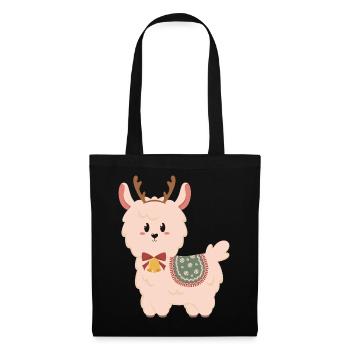 Cute alpaca with bells for Christmas - Tote Bag - black - Front