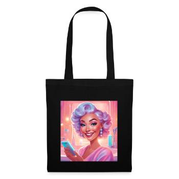 Portrait de femme rétro avec cheveux pastel - Sac en tissu - noir - Devant