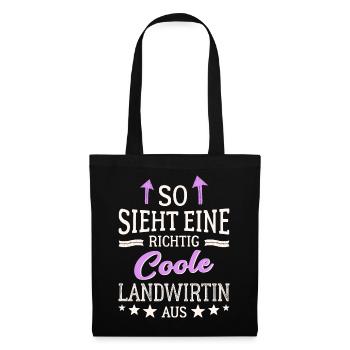 So sieht eine richtig coole Landwirtin aus - Stoffbeutel - Schwarz - Vorne
