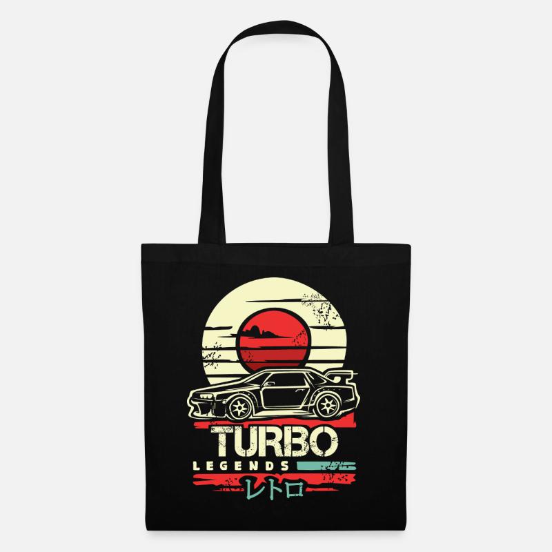 Retro JDM Turbo – Japanisches Auto Design - Stoffbeutel - Schwarz