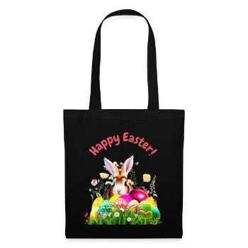 Cute Easter bunny with colorful eggs - Tote Bag - black - Front