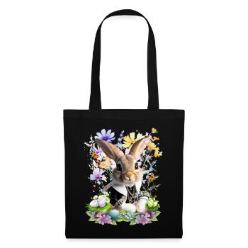 Elegant Easter bunny in flower field - Tote Bag - black - Front