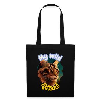Wildkatze Freundschaft Illustration - Stoffbeutel - Schwarz - Vorne