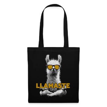 Llamaste – Yoga Lama mit Sonnenbrille - Stoffbeutel - Schwarz - Vorne