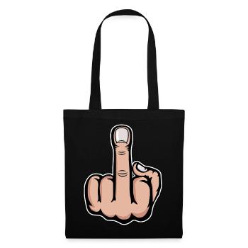 Mittelfinger Stinkefinger Design - Stoffbeutel - Schwarz - Vorne