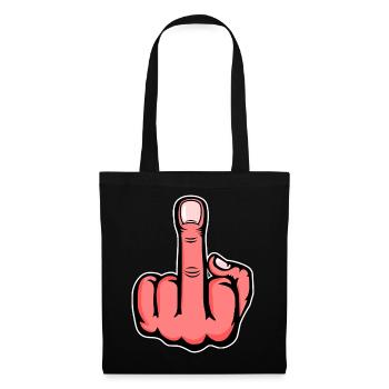 Mittelfinger Stinkefinger Design Pink - Stoffbeutel - Schwarz - Vorne