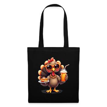 Dinde de Thanksgiving avec lunettes de soleil - Sac en tissu - noir - Devant