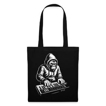 DJ Chimp im Hoodie spielt Keyboard-Musik - Stoffbeutel - Schwarz - Vorne