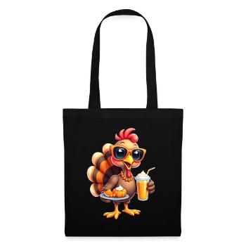 Dinde de Thanksgiving avec lunettes de soleil - Sac en tissu - noir - Devant