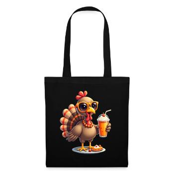 Dinde de Thanksgiving avec lunettes de soleil - Sac en tissu - noir - Devant