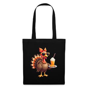 Dinde de Thanksgiving avec lunettes de soleil - Sac en tissu - noir - Devant