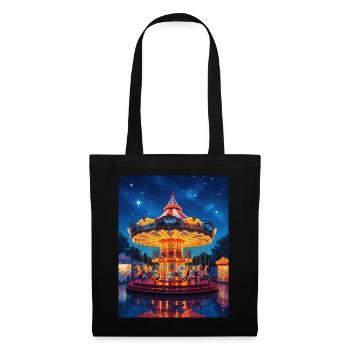 Carrousel nocturne sous la lueur des lumières - Sac en tissu - noir - Devant