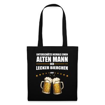 Geschenk für Alter Mann der Lecker Bierchen liebt - Stoffbeutel - Schwarz - Vorne