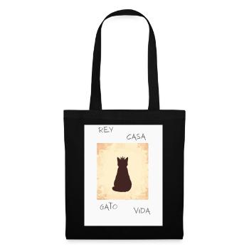Roi Chat en Silhouette avec une couronne - Sac en tissu - noir - Devant