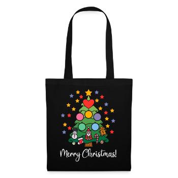 Sapin de Noël Sapin de Noël Joyeux Étoiles de Noël - Sac en tissu - noir - Devant