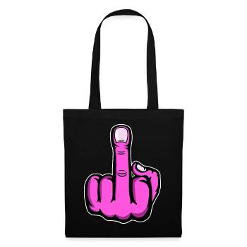 Doigt du milieu Doigt puant Baise Tu Design - Sac en tissu - noir - Devant