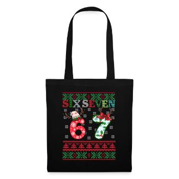 67 Christmas Funny Six Seven Meme - Stoffbeutel - Schwarz - Vorne