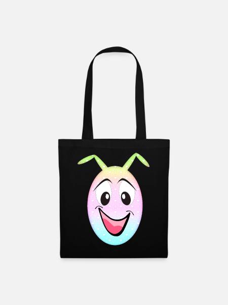 Pastellherzen Smile Ei Kawaii - Stoffbeutel - Schwarz