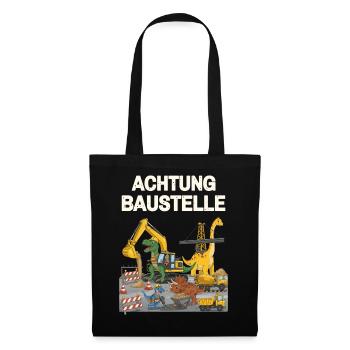 Dinosaurier Baustelle - Stoffbeutel - Schwarz - Vorne