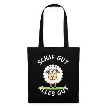 Moutons bons, tout va bien – Motif drôle - Sac en tissu - noir - Devant