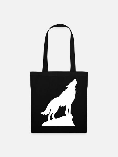 Wolf Tier Symbol - Stoffbeutel - Schwarz